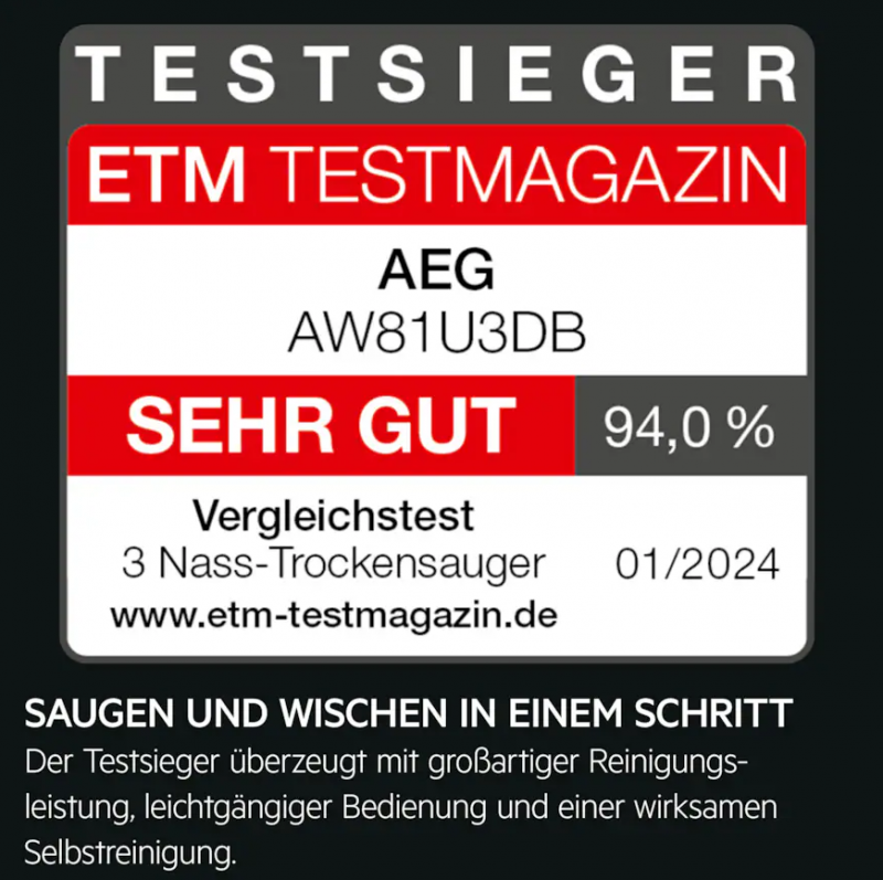 AEG AW 81 U 3 DB Wet & Dry Akku-Staubsauger